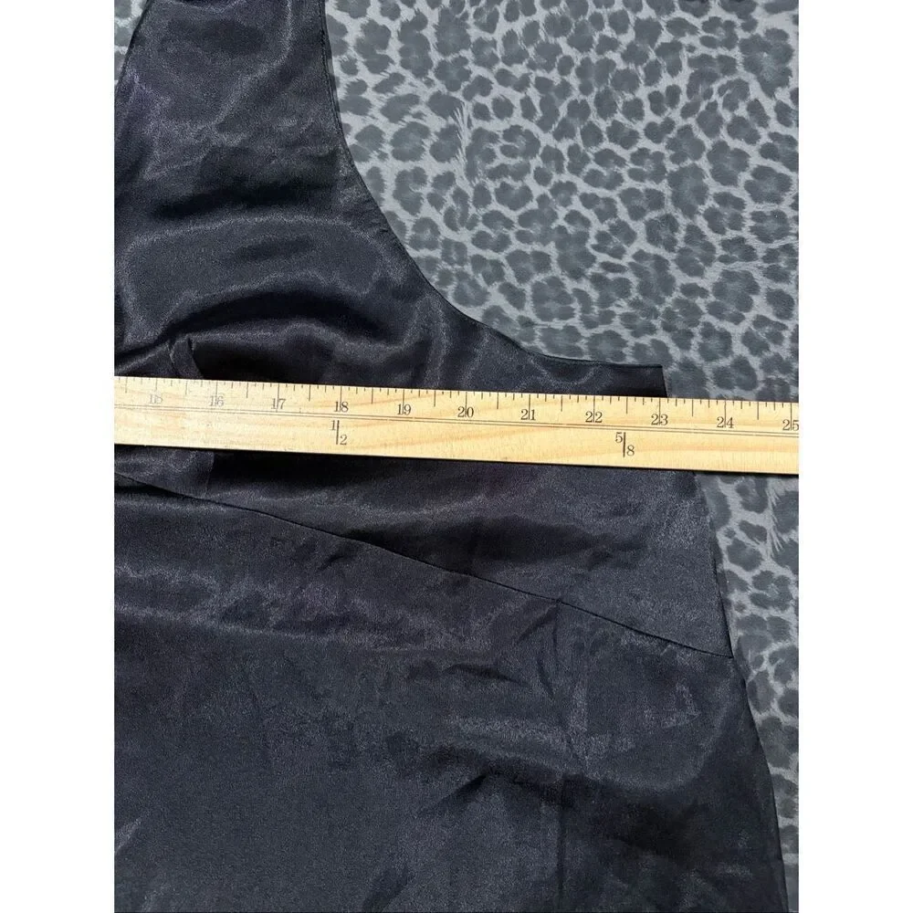 Vintage Judith Hart Black Satin Slip Dress 3X Cross Back Bias Cut Maxi Y2K